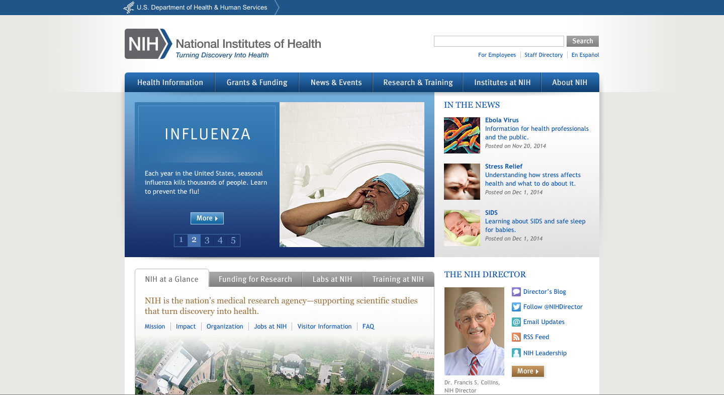 NIH homepage